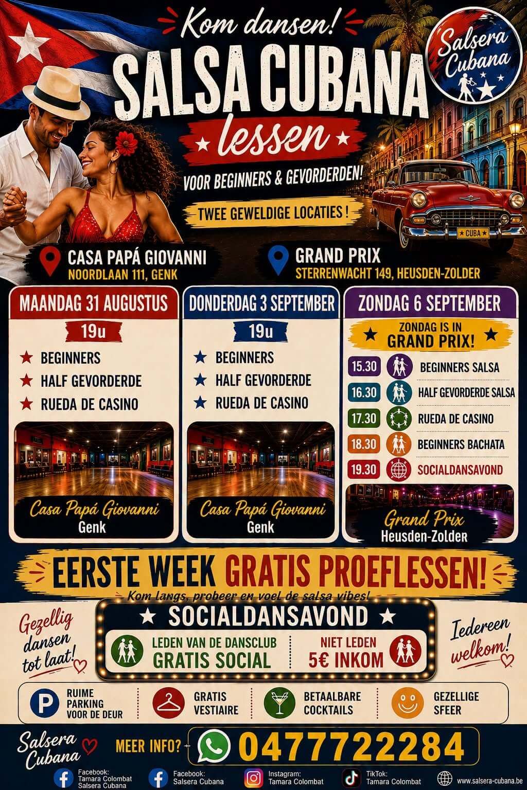 Gratis Bachata & Cubaanse Salsa initiatielessen augustus & september Genk & Zolder 2026