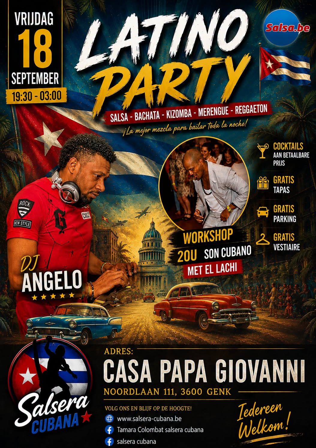 Latino party 18 september 2026 Casa Papa Giovanni